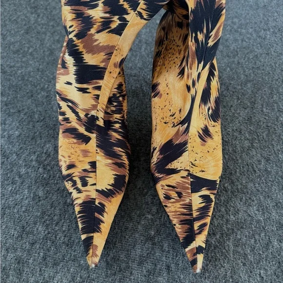 Balenciaga Neoprene Animal Print Mid-Calf Boots - Picture 3 of 7